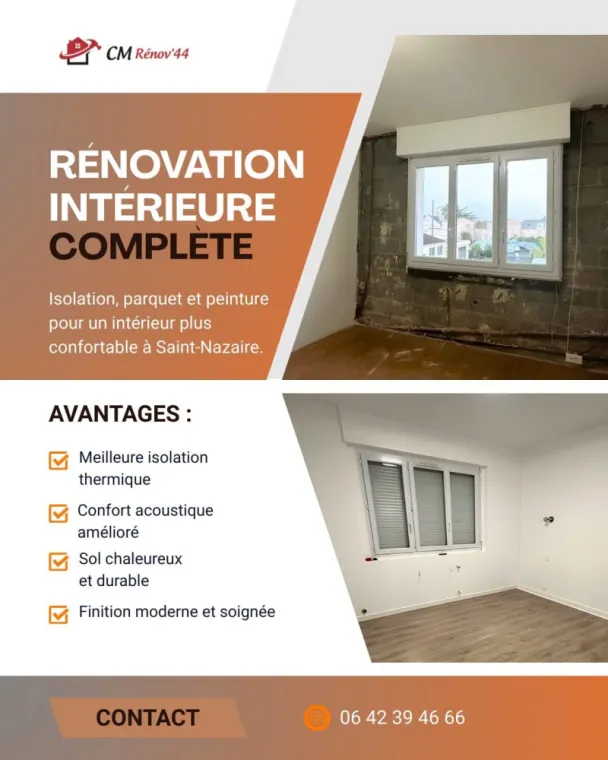 Revisitez votre intérieur avec style : isolation thermique, parquet chaleureux et peinture soignée, Trignac, CM Rénov’ 44